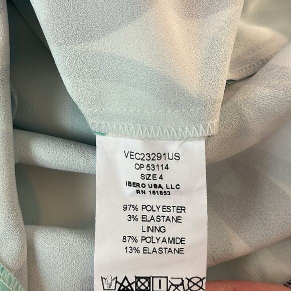 PatBO Twist One Shoulder Ruched Long Sleeve Belted Piscene Blue Mini Dress Sz 4 - Picture 10 of 10